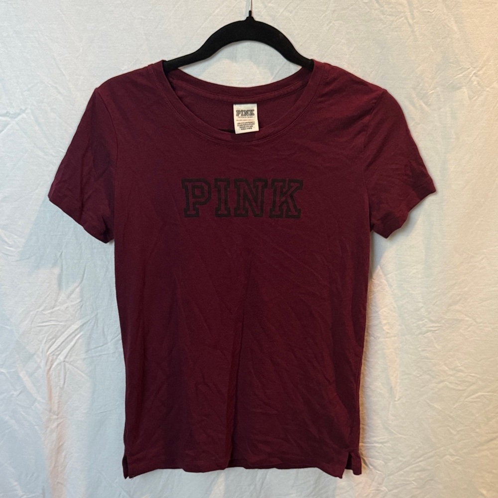 PINK Victoria's Secret Maroon Short Sleeve Tee